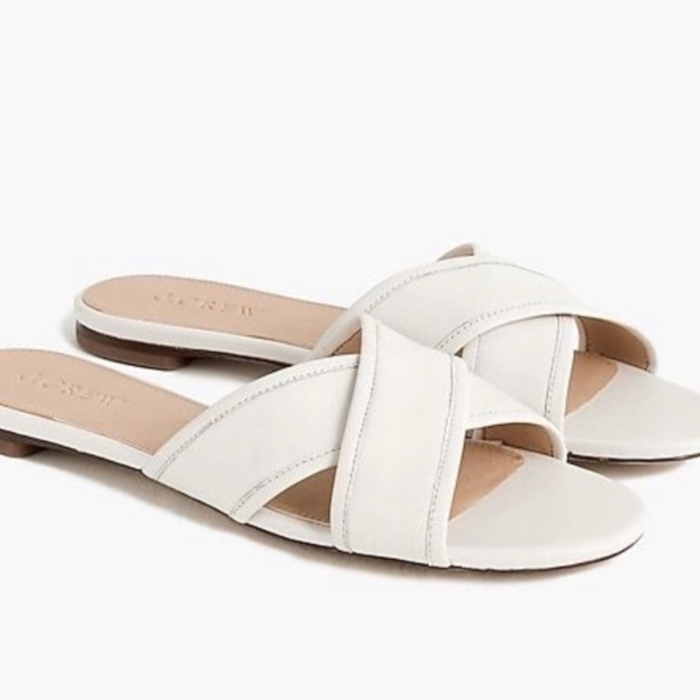 J. Crew White Criss Cross leather Sandals 💗 9.5